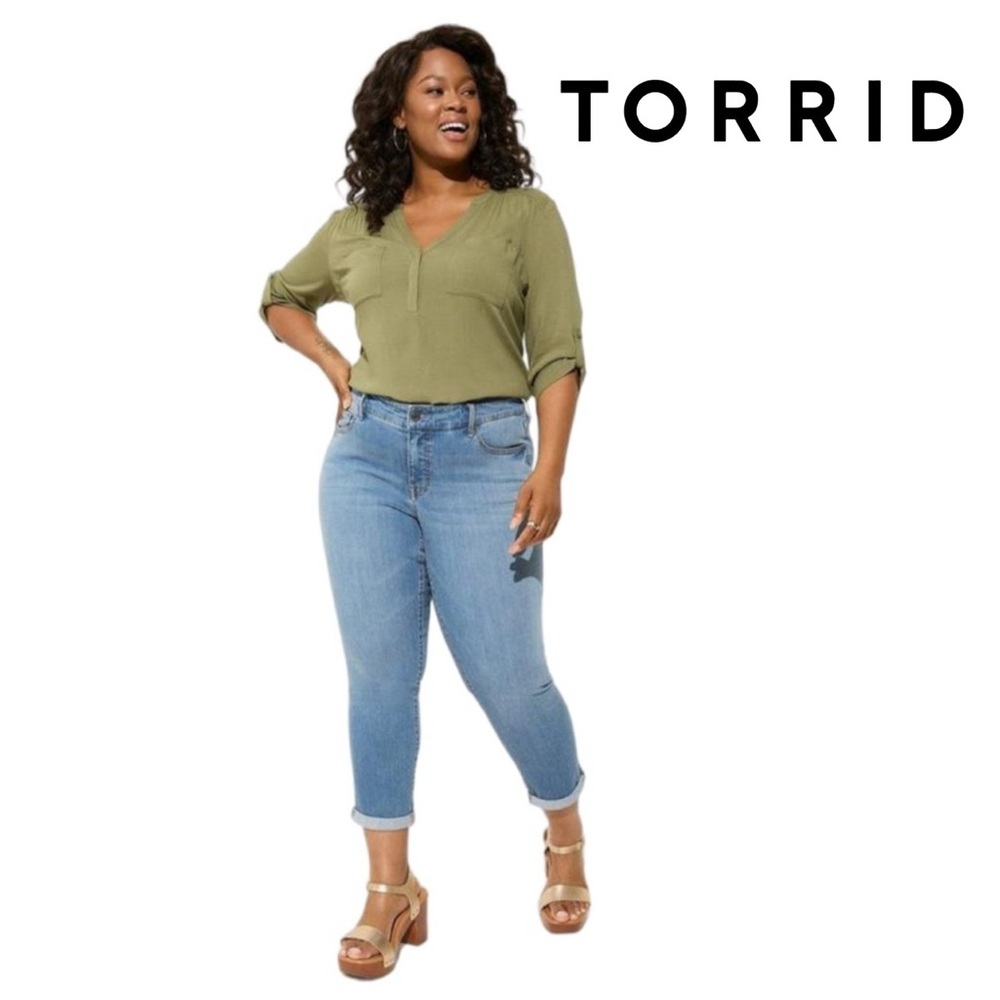 Torrid Women's Size 1 Harper Rayon Slub Pullover 3/4 Sleeve Blouse
